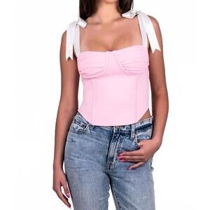 NEW PRETTY GARBAGE ribbon ties corset top in pink